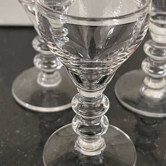 Set of 6 Clear Cordials TAPERED TEARDROP Tiered STEM Cordial Glasses Near Mint - Picture 2 of 6